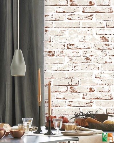 Giấy dán tường Hàn Quốc 3D giả gạch màu trắng hiện đại 70137-3